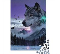 Jigsaw Puzzle 1000 Pieces Wolf Mountain Sunset Jigsaw 38x26cm/1000pcs Gift For Kids Stress Reliever Family Game DIY Cardboard