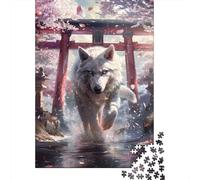 Jigsaw Puzzle 1000 Pieces Wolf Running Under Torii Jigsaw 52x38cm/1000pcs Toy for Adults And Kids Challenging Creative Family Game DIY Cardboard