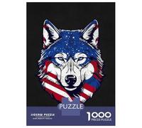 Jigsaw Puzzle 1000 Pieces Wolf US Flag Patriotic Puzzles for Adults Toy Wall Decor Hand Speed Race Deal As Gifts for The Whole Family 38x26cm/1000pcs
