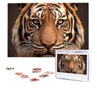 Jigsaw Puzzle 1000 Pieces Wooden Puzzle 3D Tiger Head Photo Puzzle Personalized Picture Puzzle for Adult Custom Puzzles Challenging Puzzles for Family Wedding Gift