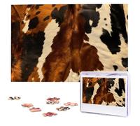 Jigsaw Puzzle 1000 Pieces Wooden Puzzle Abstract Cow Skin Photo Puzzle Personalized Picture Puzzle for Adult Custom Puzzles Challenging Puzzles for Family Wedding Gift