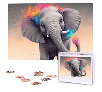 Jigsaw Puzzle 1000 Pieces Wooden Puzzle Animal Cartoon Elephant Photo Puzzle Personalized Picture Puzzle for Adult Custom Puzzles Challenging Puzzles for Family Wedding Gift