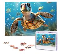 Jigsaw Puzzle 1000 Pieces Wooden Puzzle Cartoon Sea Turtle Photo Puzzle Personalized Picture Puzzle for Adult Custom Puzzles Challenging Puzzles for Family Wedding Gift