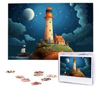 Jigsaw Puzzle 1000 Pieces Wooden Puzzle Catoon Whale Lighthouse Photo Puzzle Personalized Picture Puzzle for Adult Custom Puzzles Challenging Puzzles for Family Wedding Gift