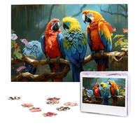 Jigsaw Puzzle 1000 Pieces Wooden Puzzle Colorful Parrot Birds Photo Puzzle Personalized Picture Puzzle for Adult Custom Puzzles Challenging Puzzles for Family Wedding Gift