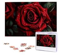 Jigsaw Puzzle 1000 Pieces Wooden Puzzle Red Rose Photo Puzzle Personalized Picture Puzzle for Adult Custom Puzzles Challenging Puzzles for Family Wedding Gift