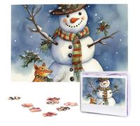 Jigsaw Puzzle 1000 Pieces Wooden Puzzle Winter Snowman Photo Puzzle Personalized Picture Puzzle for Adult Custom Puzzles Challenging Puzzles for Family Wedding Gift