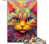 Jigsaw Puzzle 1000 Pieces Yellow Cat Made of Wood, for Parents, Lovers, Friends - Age 14+ 50x75cm for Home Decor, Brain Training