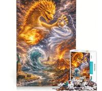 Jigsaw Puzzle 1000 Pieces Yellow Dragon Divine Alchemy on USA Educational Games Decompressing Intellectual Suitable for Desktop Decoration 38x26cm