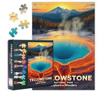 Jigsaw Puzzle 1000 Pieces Yellowstone National Park Puzzle Gift for Friend Family Vintage Travel Poster Jigsaw Puzzles USA Landscapes Collectible Puzzles Gift for Relieve Loneliness(50.5x70.5cm)