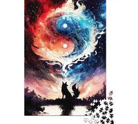 Jigsaw Puzzle 1000 Pieces Yin Yang Fox Sky Jigsaw 52x38cm/1000pcs Toy for Adults And Kids Stress Reliever Family Game DIY Cardboard
