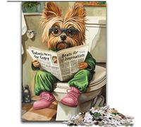 Jigsaw Puzzle 1000 Pieces Yorkshire Terrier Go Toilet 1000 Piece Jigsaw Family Fun Craft, Perfect for Birthdays, Holidays (Size 26x38 cm)