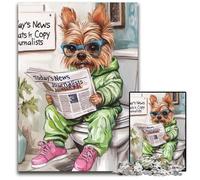 Jigsaw Puzzle 1000 Pieces Yorkshire Terrier Go Toilet Challenging Puzzles Perfect for Teenagers & Collectors, Ideal Home Decor & Travel Gift 26X38CM/10.23x14.96inch