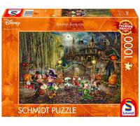Schmidt Spiele 58033 Thomas Kinkade, Disney Mickey and Minnie Halloween, 1000-Piece Jigsaw Puzzle, Cardboard, Multicoloured
