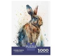 Jigsaw Puzzle 1000 Rabbit Watercolor Painting Teenager Puzzles Brain Teaser Game Presents for Women Unique Gifts for Birthday And Christmas 70x50cm/1000pcs