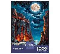 Jigsaw Puzzle 1000 Red Cliffs And Roses Night Jigsaw for Adults Family Game Analysis And Logic Unique Gifts for Birthday And Christmas 38x26cm/1000pcs
