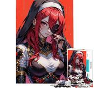Jigsaw Puzzle 1000 Red-Haired Nun with Eyepatch Difficult And Challenge Analysis And Logic Educational Games Suitable for Ages 14 And Up (50x75cm)