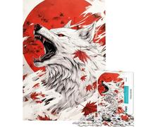 Jigsaw Puzzle 1000 Red Wolf Roar Jigsaw Puzzles for Adults For Family Fun Difficult And Challenge Learning Educational Toys (Size 38x26cm)