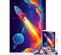 Jigsaw Puzzle 1000 Rocket Launch Space Toy Wall Decor Gift For Birthdays Brain Teaser Game with Fully Interlocking Randomly Shaped Pieces Size 38x52cm