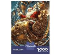 Jigsaw Puzzle 1000 Santas Golden Sleigh Adult Jigsaw Puzzle Brain Teaser Game Precision Cutting Unique Gifts for Birthday And Christmas 52x38cm/1000pcs