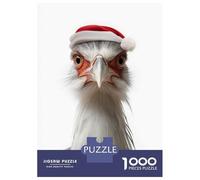 Jigsaw Puzzle 1000 Secretary Bird with Santa Hat Adult Jigsaw Puzzle Brain Teaser Game Precision Cutting Unique Gifts for Birthday And Christmas 38x26cm/1000pcs