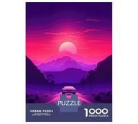 Jigsaw Puzzle 1000 Synthwave Sunset Car Jigsaw for Adults Family Game Analysis And Logic Unique Gifts for Birthday And Christmas 52x38cm/1000pcs