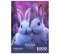 Jigsaw Puzzle 1000 Two White Rabbits in Flowers Jigsaw for Adults Family Game Analysis And Logic Unique Gifts for Birthday And Christmas 38x26cm/1000pcs
