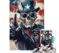 Jigsaw Puzzle 1000 Uncle Sam Skull Difficult And Challenge Analysis And Logic Educational Games Suitable for Ages 14 And Up (38x52cm)