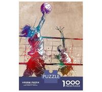 Jigsaw Puzzle 1000 Volleyball Watercolor Art Jigsaw for Adults Family Game Analysis And Logic Unique Gifts for Birthday And Christmas 52x38cm/1000pcs