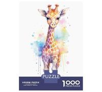 Jigsaw Puzzle 1000 Watercolor Baby Giraffe Jigsaw for Adults Family Game Analysis And Logic Unique Gifts for Birthday And Christmas 38x26cm/1000pcs
