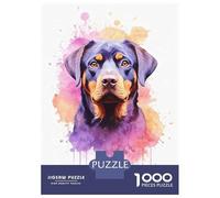 Jigsaw Puzzle 1000 Watercolor Rottweiler Art Jigsaw for Adults Family Game Analysis And Logic Unique Gifts for Birthday And Christmas 52x38cm/1000pcs