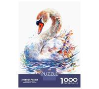 Jigsaw Puzzle 1000 Watercolor Swan Teenager Puzzles Brain Teaser Game Presents for Women Unique Gifts for Birthday And Christmas 52x38cm/1000pcs