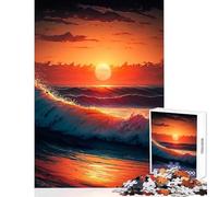 Jigsaw Puzzle 1000 Waves at Ocean Sunset Puzzles for Teenagers Analysis And Logic Wishlist with Santa Claus Birthday And Unique Gifts (38x52cm)