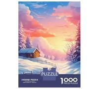 Jigsaw Puzzle 1000 Winter Cabin Sunrise Teenager Puzzles Brain Teaser Game Presents for Women Unique Gifts for Birthday And Christmas 70x50cm/1000pcs