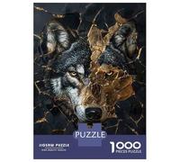 Jigsaw Puzzle 1000 Wolf Dripping Gold Jigsaw for Adults Family Game Analysis And Logic Unique Gifts for Birthday And Christmas 38x26cm/1000pcs
