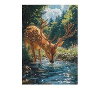 Jigsaw Puzzle 1000pcs(38x26cm) S for Teenagerss Deer Drinking Water in Forest-1 Jigsaws for Adults Family Game But Fun And Humorous Help The Brain Exercise 1000pcs(38x26cm) S