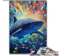 Jigsaw Puzzle 1000Pieces Colorful Art Whale Shark Challenging Puzzles Family Interaction & Fun Gift, Vibrant Abstract Design (Size 26x38 cm)
