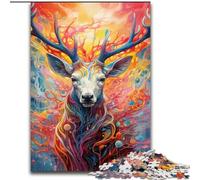 Jigsaw Puzzle 1000Pieces Deer Psychedelic Art Challenging Puzzles Family Interaction & Fun Gift, Vibrant Abstract Design (Size 26x38 cm)