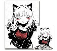 Jigsaw Puzzle 1000Pieces Kawaii Anime Catgirl Ink14 Wooden Jigsaw Puzzles for Adults Challenging DIY Brain Teaser Perfect Family Game Or Decorative Gift 1000 PCS(75x50cm)