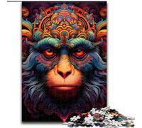 Jigsaw Puzzle 1000Pieces Psychedelic Monkey 1000Piece Jigsaw Puzzles for Adults with Family Interactive Game, for Ages 14+ (Size 50x75 cm)
