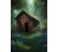 Jigsaw Puzzle 120 Pieces Log Cabin, Premium Jigsaws 120 pieces for Adults & Teens, Precision Fit Thick Board, for for Men & Women, Finished Size 25x20cm Lavender