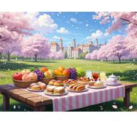 Jigsaw Puzzle 120 Pieces Spring Park, Premium Jigsaws 120 pieces for Adults & Teens, Precision Fit Thick Board, for for Men & Women, Finished Size 25x20cm Picnic Food