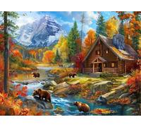Jigsaw Puzzle 1200 piece,Village Cottage River Bears Puzzles for Adults,Educational Game Challenge Toy 1200 Pieces DIY puzzles Family Decoration puzzle