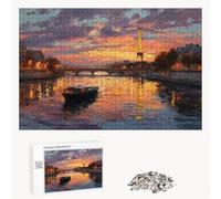 Jigsaw Puzzle 1200 Pieces for Adults - Paris & Boat - Wooden Pieces with Classic Fit & HD Print - Stress Relief Hobby & Home Decor - 75 x 50 cm - Not for Children under 14 P3#335