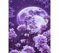 Jigsaw Puzzle 150 piece,Purple Moon Flowers Tree Puzzles for Adults,Educational Game Challenge Toy 150 Pieces DIY puzzles Family Decoration puzzle
