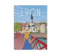 Jigsaw Puzzle 1500 Piece，Lyon France Girl Vintage Travel Poster，Classic Puzzle Adult Puzzle DIY Kit Paper Toy Unique Gift Modern Home Decor-BN47-57x87cm
