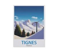 Jigsaw Puzzle 1500 Piece，Tignes France Vintage Travel Posters Ski，Classic Puzzle DIY Kit Paper Toy Unique Gift Home Decor57x87cm-DD97
