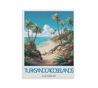 Jigsaw Puzzle 1500 Piece，Turks and Caicos Islands Caribbean Vintage Travel Posters，Paper Jigsaw Puzzle for Kids Adult, Puzzle Game Toys Gift for Wall Decoration（57x87CM）-AF88