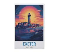 Jigsaw Puzzle 1500 Pieces，Exeter England Vintage Travel Poster，Large Family Puzzle Game Artwork for Adults Teens（57x87cm）-E98