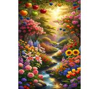 Jigsaw Puzzle 1500 Pieces Flowers Rivers with Letters on Back & Poster 1500 Piece Jigsaw Puzzles for Adults Seniors 34.3x22.44 inch